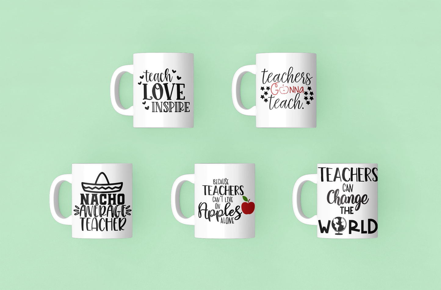 Teachers are the Best set of 5 mugs